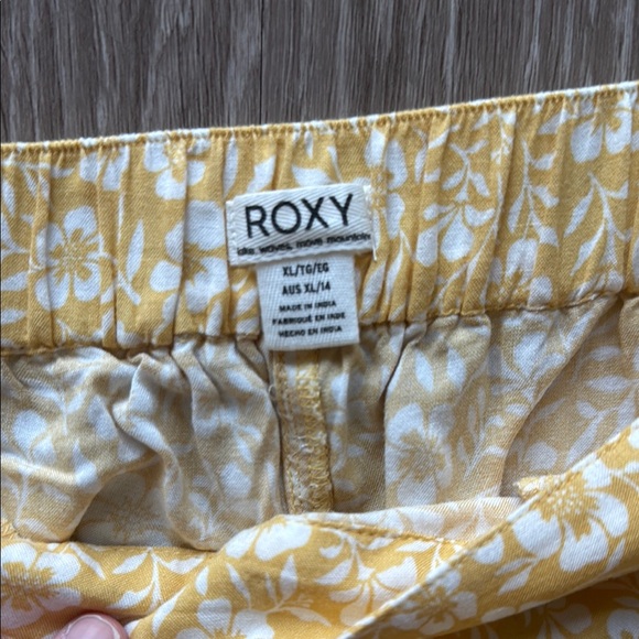 Roxy Floral Yellow Wide-Leg Pants XL - Picture 2 of 5